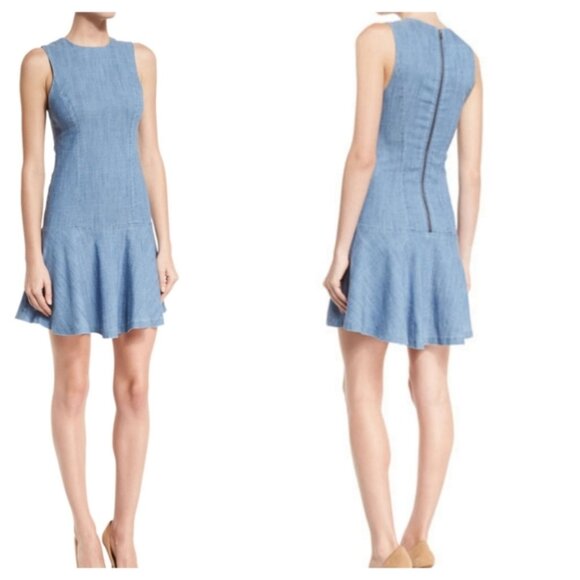 Alice + Olivia Elida Drop Waist Chambray Dress XS - Picture 1 of 6